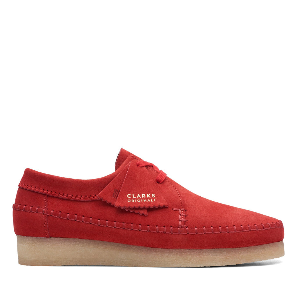 Clarks Weaver 26169441 Mens Red Suede Oxfords & Lace Ups Casual