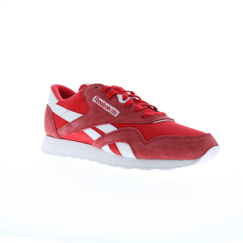 Reebok Classic Nylon Mens Red Suede Lace Up Lifestyle Sneakers Shoes