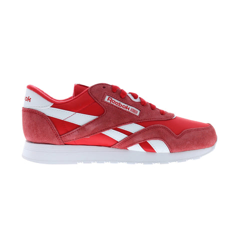 Reebok Classic Nylon Mens Red Suede Lace Up Lifestyle Sneakers Shoes