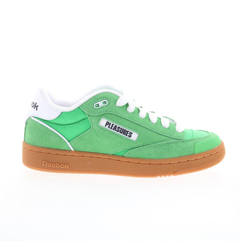 Reebok Club C Bulc Pleasures Mens Green Suede Lifestyle Sneakers Shoes