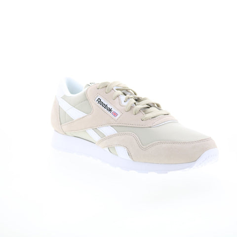 Reebok Classic Nylon Mens Beige Suede Lace Up Lifestyle Sneakers Shoes