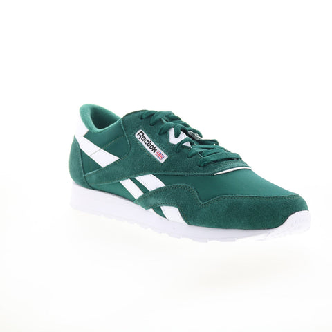 Reebok Classic Nylon Mens Green Suede Lace Up Lifestyle Sneakers Shoes