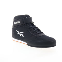 Reebok Boxing Mid Mens Black Synthetic Lace Up Athletic Boxing Shoes