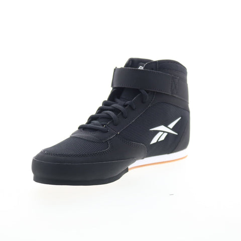 Reebok Boxing Mid Mens Black Synthetic Lace Up Athletic Boxing Shoes