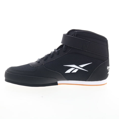 Reebok Boxing Mid Mens Black Synthetic Lace Up Athletic Boxing Shoes
