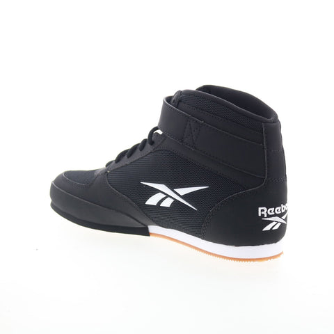 Reebok Boxing Mid Mens Black Synthetic Lace Up Athletic Boxing Shoes