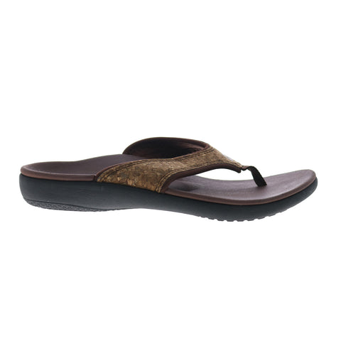 Spenco Yumi 2 Cork 20221 Womens Brown Synthetic Flip-Flops Sandals Shoes