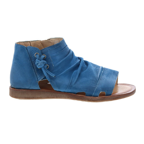 Miz Mooz Fuller Womens Blue Leather Zipper Strap Sandals Shoes