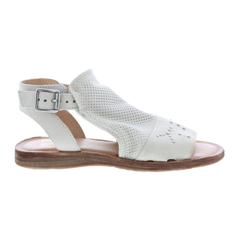 Miz Mooz Fifi 279048 Womens White Leather Hook & Loop Strap Sandals Shoes