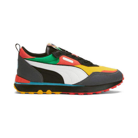 Puma Rider FV Block Party 39226101 Mens Yellow Lifestyle Sneakers Shoes