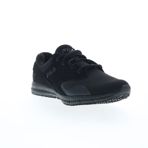Fila Memory Layers Slip Resistant Water Resistant Womens Black Athletic Work Shoes