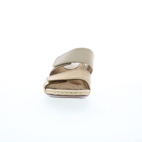 Softspots Panama 7337103 Womens Beige Leather Wedges Sandals Shoes