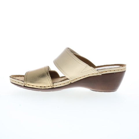 Softspots Panama 7337103 Womens Beige Leather Wedges Sandals Shoes