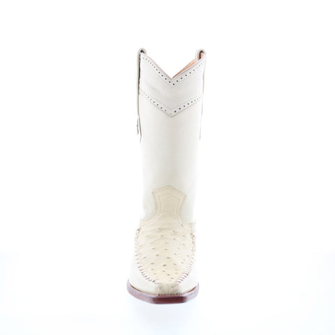 Los Altos Square Toe Ostrich 770304 Mens Beige Wide Cowboy Western Boots