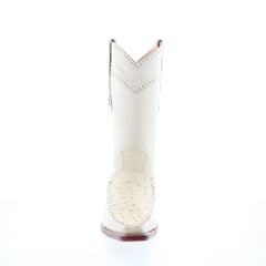 Los Altos Square Toe Ostrich 770304 Mens Beige Wide Cowboy Western Boots
