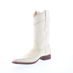 Los Altos Square Toe Ostrich 770304 Mens Beige Wide Cowboy Western Boots