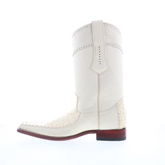 Los Altos Square Toe Ostrich 770304 Mens Beige Wide Cowboy Western Boots