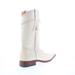 Los Altos Square Toe Ostrich 770304 Mens Beige Wide Cowboy Western Boots