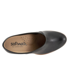 Softwalk Keya S1855 001 Womens Black Leather Zipper Mules Heels Shoes Ruze Shoes