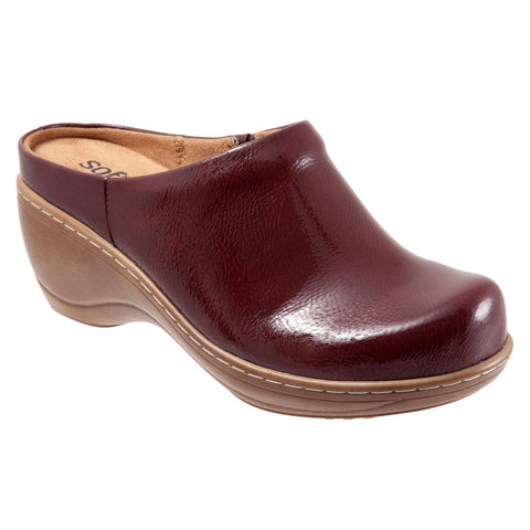 Softwalk Madison S2056-671 Womens Burgundy Narrow Leather Clog Flats Shoes