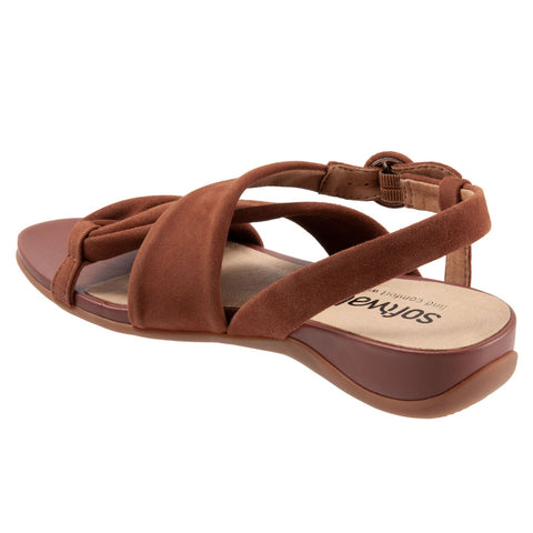 Softwalk Tieli S2109-236 Womens Brown Extra Wide Leather Strap Sandals Shoes