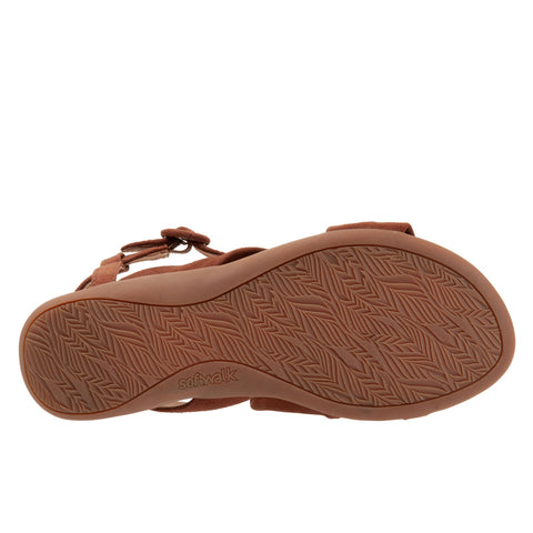 Softwalk Tieli S2109-236 Womens Brown Extra Wide Leather Strap Sandals Shoes