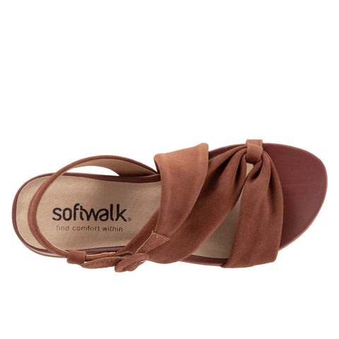 Softwalk Tieli S2109-236 Womens Brown Extra Wide Leather Strap Sandals Shoes