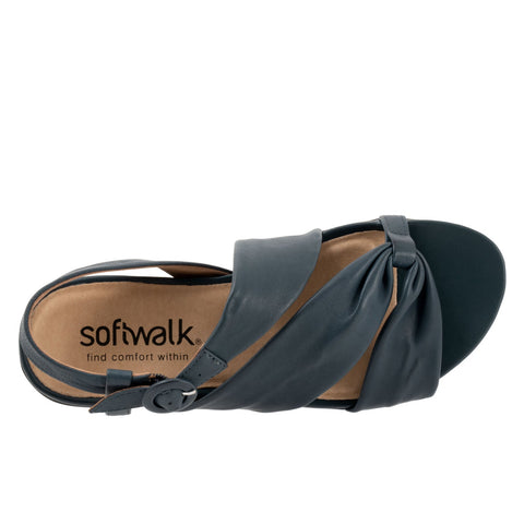 Softwalk Tieli S2109-400 Womens Blue Extra Wide Leather Strap Sandals Shoes