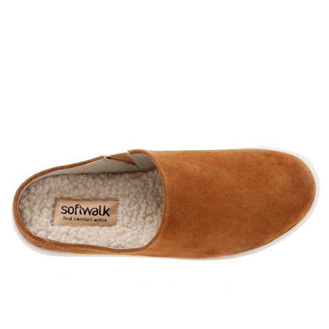 Softwalk Auburn S2151-258 Womens Brown Leather Slip On Mule Flats Shoes