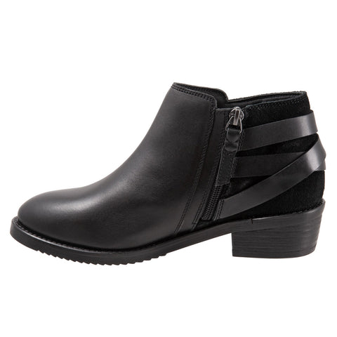 Softwalk Raleigh S2155-001 Womens Black Leather Zipper Ankle & Booties Boots