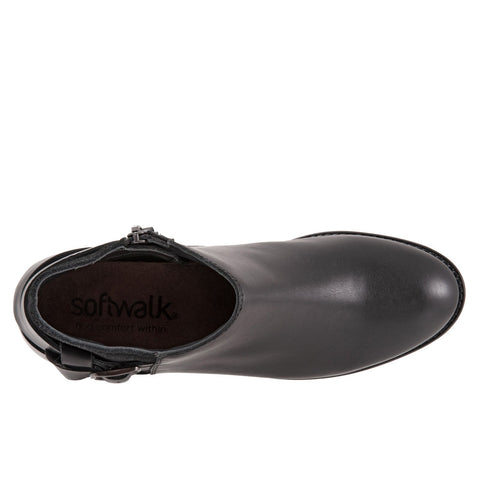 Softwalk Raleigh S2155-001 Womens Black Leather Zipper Ankle & Booties Boots