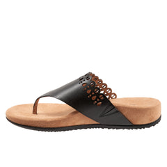 Softwalk Bethany S2203-001 Womens Black Leather Slip On Thong Sandals Shoes