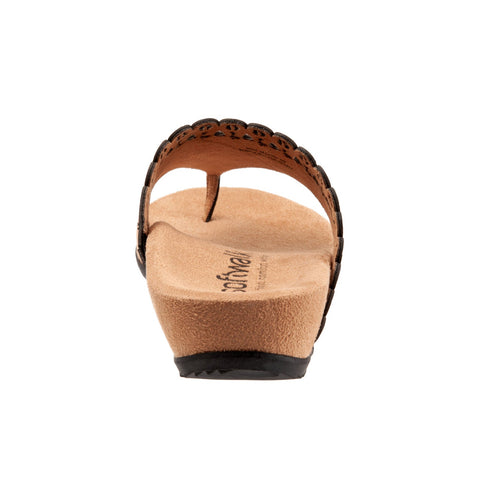 Softwalk Bethany S2203-001 Womens Black Leather Slip On Thong Sandals Shoes