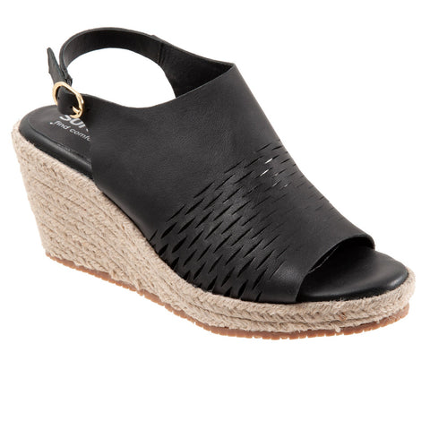 Softwalk Hixson S2207-001 Womens Black Narrow Leather Wedges Sandals Shoes
