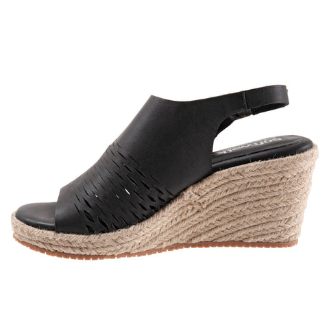 Softwalk Hixson S2207-001 Womens Black Narrow Leather Wedges Sandals Shoes