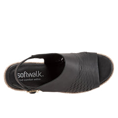 Softwalk Hixson S2207-001 Womens Black Narrow Leather Wedges Sandals Shoes