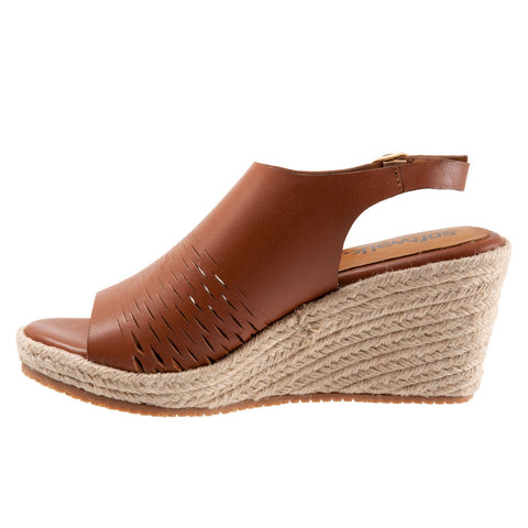 Softwalk Hixson S2207-206 Womens Brown Narrow Leather Wedges Sandals Shoes