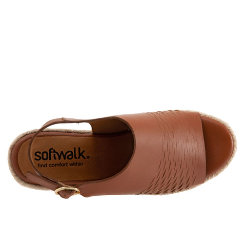 Softwalk Hixson S2207-206 Womens Brown Narrow Leather Wedges Sandals Shoes