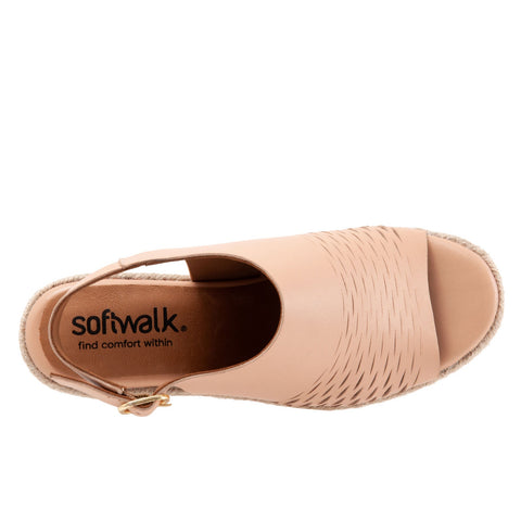 Softwalk Hixson S2207-749 Womens Beige Narrow Leather Wedges Sandals Shoes