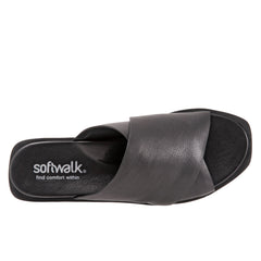 Softwalk Kara S2209-001 Womens Black Wide Leather Slides Sandals Shoes