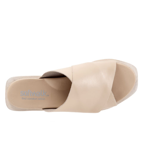 Softwalk Kara S2209-131 Womens Beige Leather Slip On Slides Sandals Shoes
