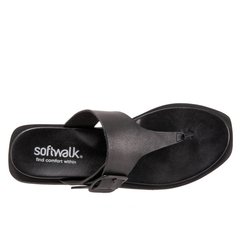 Softwalk Kisi S2210-001 Womens Black Narrow Leather Thong Sandals Shoes