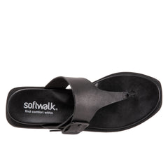 Softwalk Kisi S2210-001 Womens Black Narrow Leather Thong Sandals Shoes