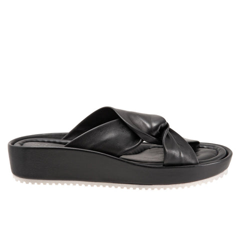 Softwalk Emmie S2221-001 Womens Black Wide Leather Strap Sandals Shoes