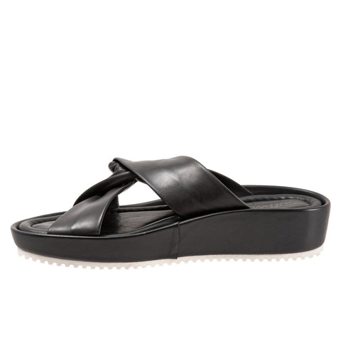 Softwalk Emmie S2221-001 Womens Black Wide Leather Strap Sandals Shoes