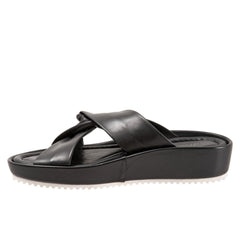 Softwalk Emmie S2221-001 Womens Black Wide Leather Strap Sandals Shoes
