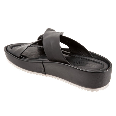 Softwalk Emmie S2221-001 Womens Black Wide Leather Strap Sandals Shoes
