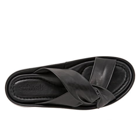 Softwalk Emmie S2221-001 Womens Black Wide Leather Strap Sandals Shoes