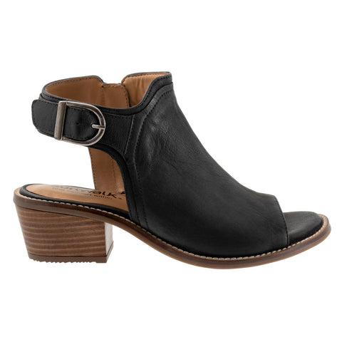 Softwalk Novara S2314-004 Womens Black Leather Zipper Heeled Sandals Shoes