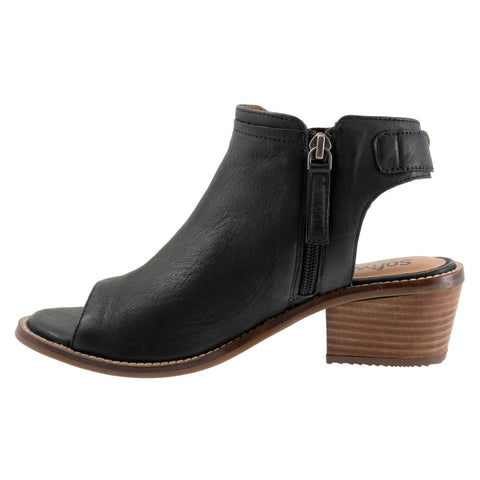 Softwalk Novara S2314-004 Womens Black Leather Zipper Heeled Sandals Shoes